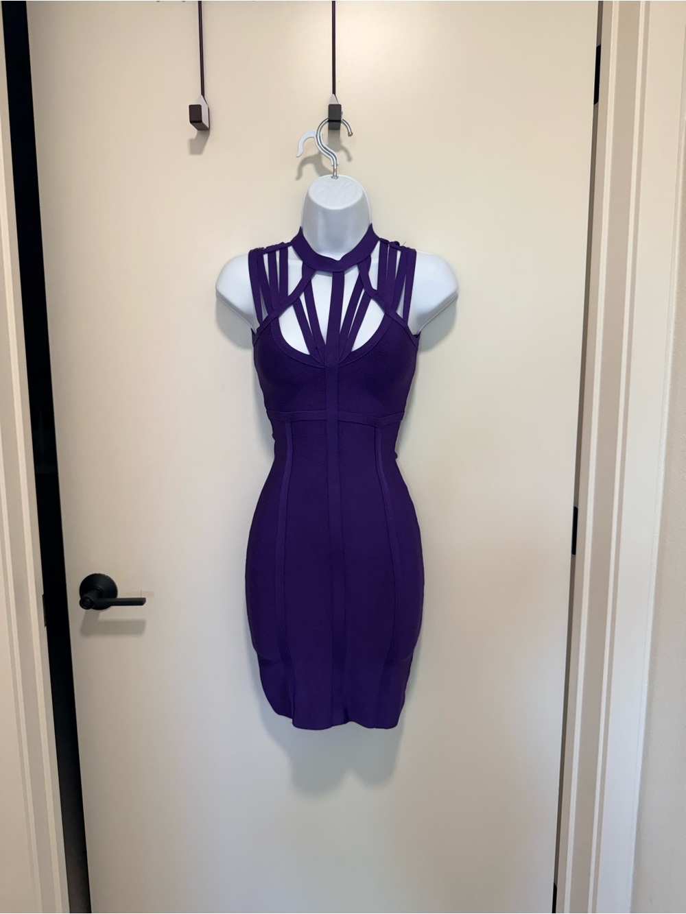 bebe Purple Strappy Bodycon Mini Dress